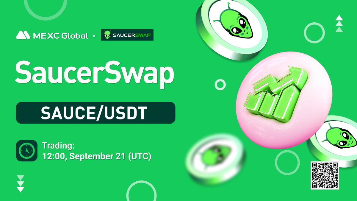 MEXC's tweet photo. Releasing the draw result of the @SaucerSwapLabs M-Day!

📈 $SAUCE/USDT will list as a spot trading pair in the Innovation Zone at 12:00 on Sep 21 (UTC)

🔗Details about the draw result: https://t.co/oJZFBBNTpf

💚Sign up: https://t.co/1BtRRDiQSc

#SaucerSwap #MEXC #Mday https://t.co/6UQeG95wIz
