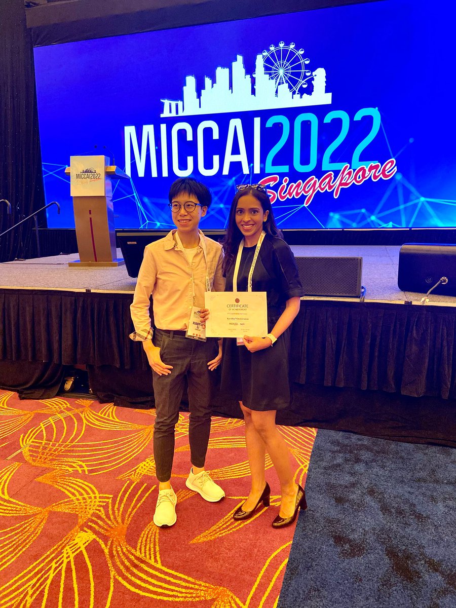 Kavitha Vimalesvaran (@kavitha_varan) on Twitter photo Thrilled to receive the <a href="/WomenInMICCAI/">Women in MICCAI</a> Best Oral Presentation award at <a href="/MICCAI_Society/">MICCAI Society</a> Annual Scientific Meeting. #MICCAI2022
Special thanks to my supervisors/mentors Prof A Bharath, <a href="/drgrahamcole/">Graham Cole</a> <a href="/DrJHoward/">James Howard</a> & many research collaborators!
@AI4HealthCentre <a href="/imperialcollege/">Imperial College London</a> Thrilled to receive the <a href="/WomenInMICCAI/">Women in MICCAI</a> Best Oral Presentation award at <a href="/MICCAI_Society/">MICCAI Society</a> Annual Scientific Meeting. #MICCAI2022
Special thanks to my supervisors/mentors Prof A Bharath, <a href="/drgrahamcole/">Graham Cole</a> <a href="/DrJHoward/">James Howard</a> & many research collaborators!
@AI4HealthCentre <a href="/imperialcollege/">Imperial College London</a>