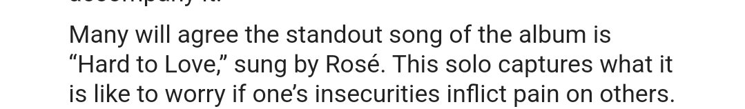NumberOnesNews's tweet photo. "the standout song of the album is “Hard to Love,” sung by Rosé."
🔗: https://t.co/MXuGtVu8lb

#OnTheGround #Gone #HardToLove #ROSÉ #로제 #BLACKPINK https://t.co/Wnye7mUZQZ