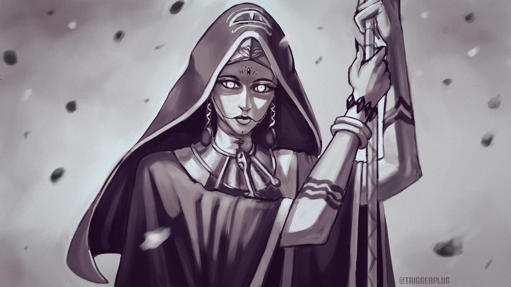 TriggerPlug's tweet photo. The Silent Witch - Some fun concept work for the game The Dark Egg. Most rad text adventure I've played. 
⁠
#conceptart #fantasyart #characterdesign https://t.co/vWbYqRCckH