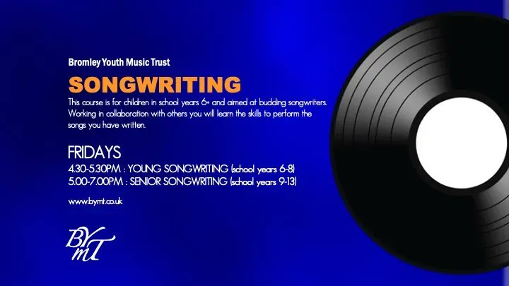 Are you a budding songwriter? Would you like the chance to collaborate with others, learn the skills & perform songs you have written? BYMT now offers two courses; Young Songwriting (yrs 6-8) & Senior Songwriting (yrs 9+). To register your interest visit buff.ly/3BOQCYb