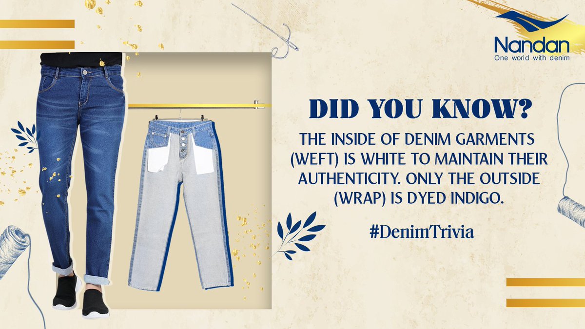 nandan_denim's tweet photo. Did you know this about Denim garments?

Well, isn't it a cool fact? 
We couldn't help but share the fact with our Nandan Denim family. We hope you find it as fascinating as we do!

#deniminspiration #denimshades #denimsourcing #denim #designstudio #denimdesign #deniminnovation https://t.co/6TYNyxGDmd