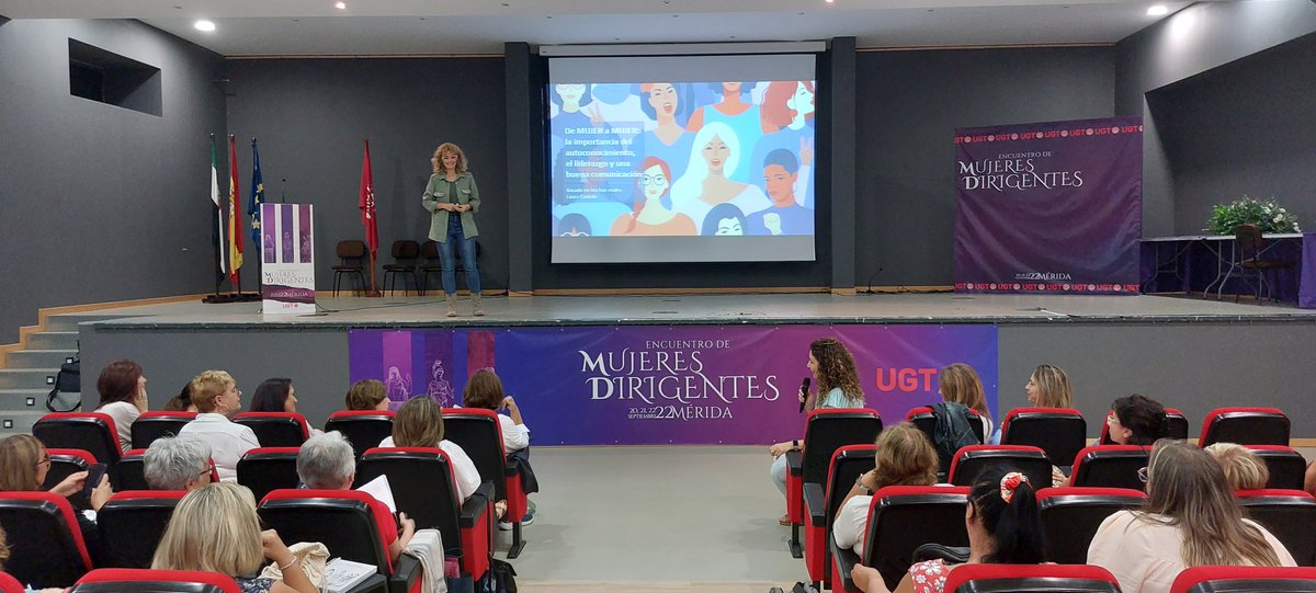UGTFeminista's tweet photo. 🔴 La experta @Laura_Castela, directora de Comunicación, Transformación Digital y Alianzas en la Fundación laboral de la construcción, imparte el taller de autoconocimiento y liderazgo.

#EncuentroMujeresDirigentes

@UGT_Comunica @UGTExtremadura https://t.co/u4nO45Cg8y