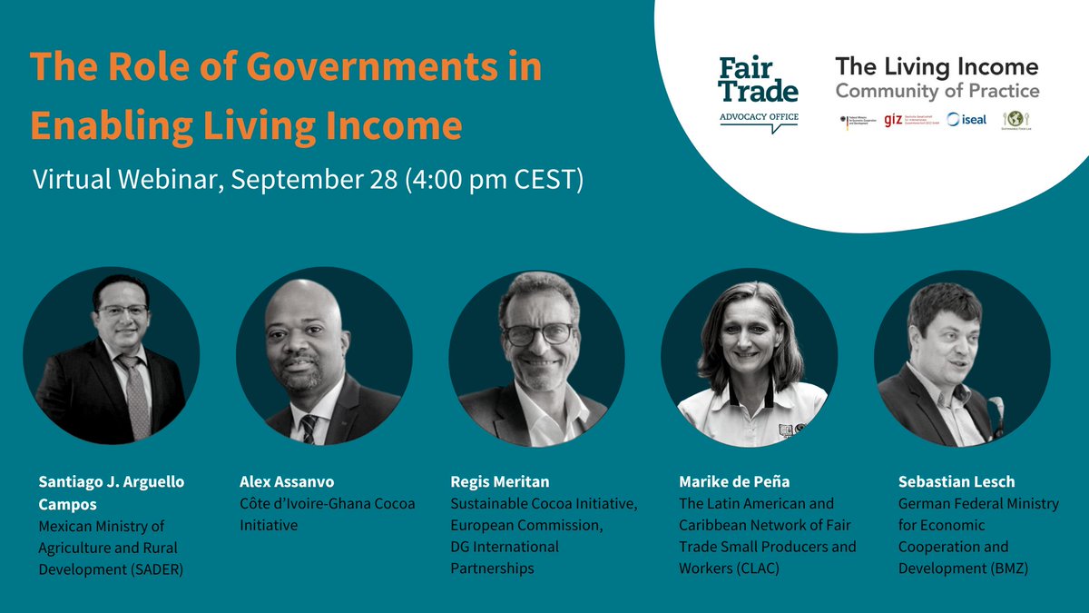 Fair Trade Advocacy Office (@fairtradeftao) on Twitter photo Excited to facilitate together with <a href="/FoodLab_SFL/">Sustainable Food Lab</a> and #LICOP a webinar on the role of Governments in achieving Living Income in agricultural global value chains.🧑🌾
📅Join us online on September 28, from 4.00 pm to 5.30pm CEST!
Register here👉bit.ly/3DFo2uE
#LIGG Excited to facilitate together with <a href="/FoodLab_SFL/">Sustainable Food Lab</a> and #LICOP a webinar on the role of Governments in achieving Living Income in agricultural global value chains.🧑🌾
📅Join us online on September 28, from 4.00 pm to 5.30pm CEST!
Register here👉bit.ly/3DFo2uE
#LIGG