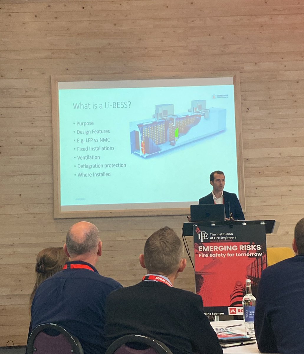 The first of two Matt’s now with #MattDeadman up on stage, #AssistantDirectorResponse <a href="/kentfirerescue/">Kent Fire and Rescue Service</a> with a discussion on #AlternativeFuels #BatteryEnergy Storage Systems.

<a href="/ROCKWOOLUK/">ROCKWOOL UK</a> 
<a href="/ifeglobal/">The Institution of Fire Engineers</a> 
#IFEConference #EmergingRisks
#FireSafetyForTomorrow