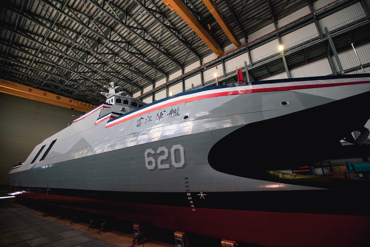 MoNDefense's tweet photo. Remember #ROCNavy Corvette #TaChiang that was commissioned last year? Her little sister #FuJiang was just launched in a local shipyard earlier today, marking another step in our #SelfReliantDefense policy and keeping #protectourcountry. https://t.co/znC4T5eTDs