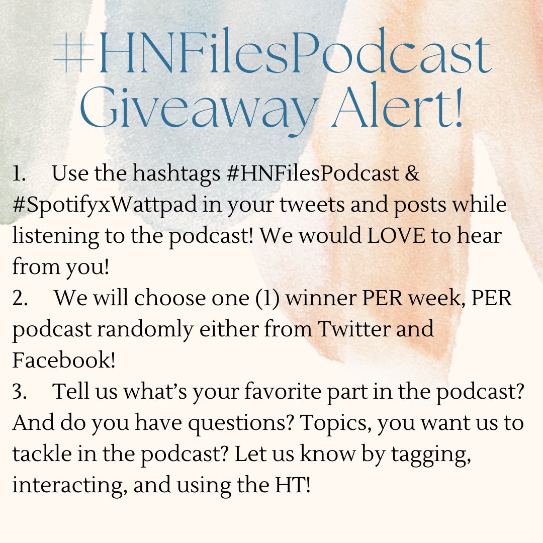 heartlessN_wp's tweet photo. Surprise! Here’s some good news! HN Files: Behind the Notes podcast just ranked #59 for the Top Podcasts in PH in our first week! Just…WOW!!

To thank you all for your amazing support! We will be having a weekly giveaway! Yes! Weekly! 
#HNFilesPodcast #SpotifyxWattpad
PLS READ: https://t.co/6HxKi2pjLj