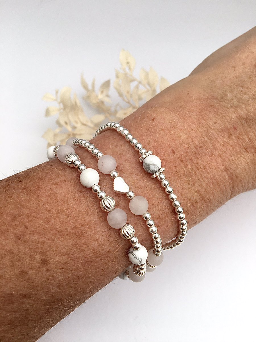 Sterling silver and Gemstones. Add a bit of colour to your collection. #Jewellery #handmadejewelry #Bracelet #foryou #stackingbracelets #handcrafted #love #RoseQuartz #Crystal #lovejewellery #SmallBusiness #smallbiz #supportsmallbusiness