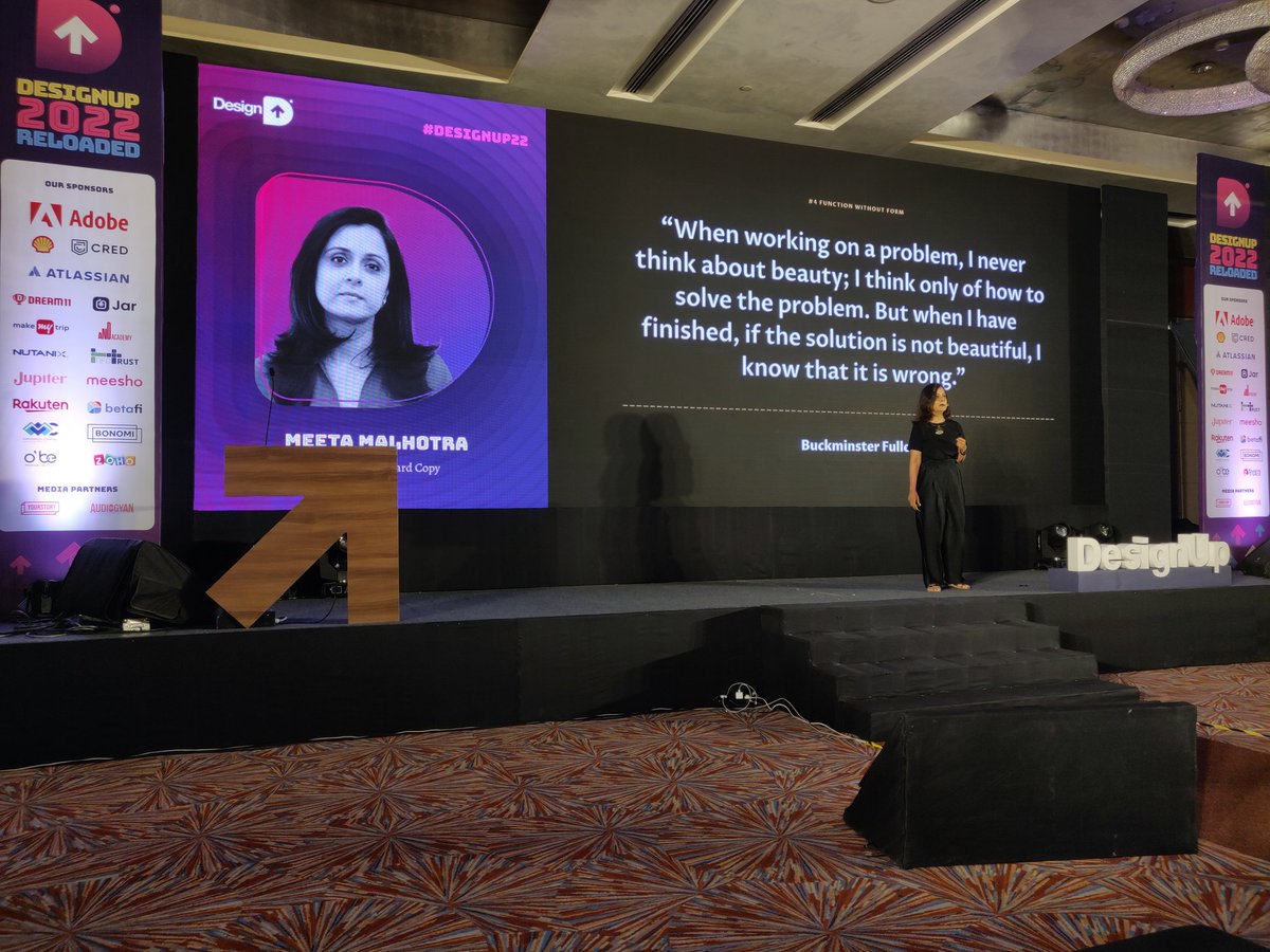 rasagy's tweet image. I couldn't sketchnote two wonderful talks that I also enjoyed.

@meetamalhotra from @TheHardCopyCo gave a wonderful perspective on the state of design today from the perspective of executives.

Her talk was filled with wisdom, quotes &amp;amp; excellent choice of memes!

#DesignUp22 24/n