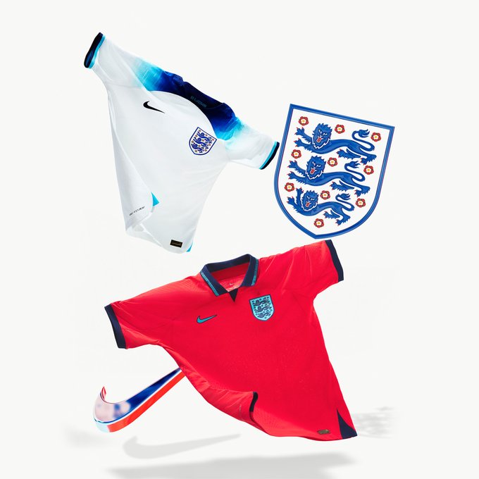 England men's new home and away shirts.