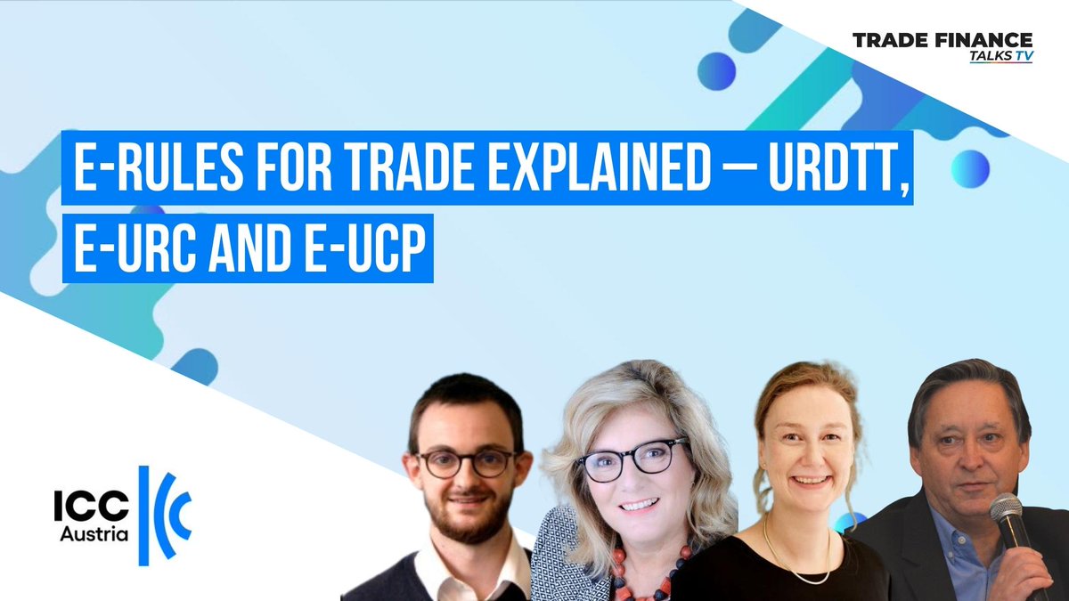tradefinglobal's tweet photo. ▶️ NEW VIDEO: @iccwbo E-rules for trade explained – #URDTT, #eURC, and #eUCP
These sets of rules is aimed to help businesses #trade internationally but, there are existing challenges that must be addressed.
📺 Watch now:
https://t.co/cHKzXjbFx7
#TRADEFINANCETALKS #digitaltrade https://t.co/bP5M0D7KHZ