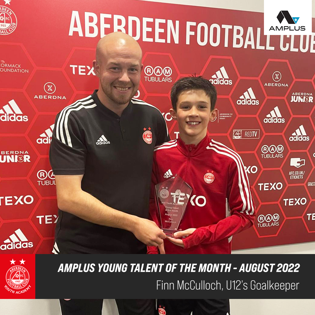 AberdeenFC's tweet photo. 👏🏽 Congratulations to Finn McCulloch &amp; Sam McLean who have won our Amplus Talent of the Month Awards for August.

🔴 Thank you to Amplus Energy for their continued support of @AberdeenFCYouth. https://t.co/XpguXN8NuQ
