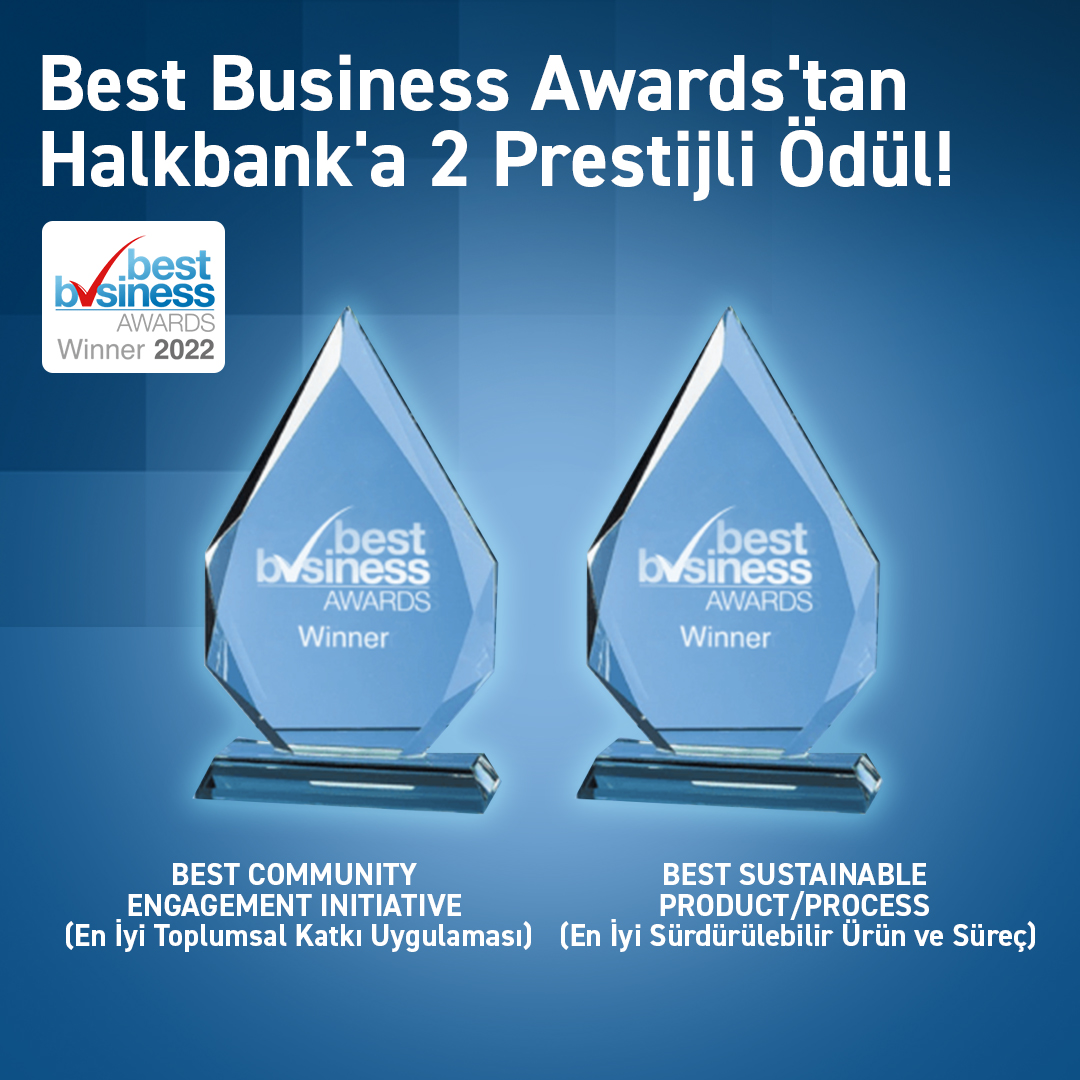 İngiltere’nin en büyük ödül programlarından biri olan #BestBusinessAwards tarafından “En İyi Toplumsal Katkı Uygulaması” ve “En İyi Sürdürülebilir Ürün/Süreç” kategorileri olmak üzere 2 prestijli ödülü ülkemize kazandırmanın mutluluğunu yaşıyoruz. 🏆 #ÖnceHalkSonraBankayız