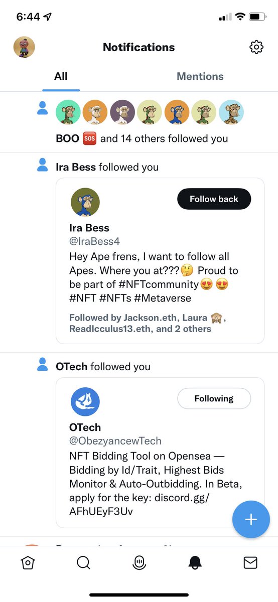 GM… Why did I get followed by 15 fake apes Lmaoo