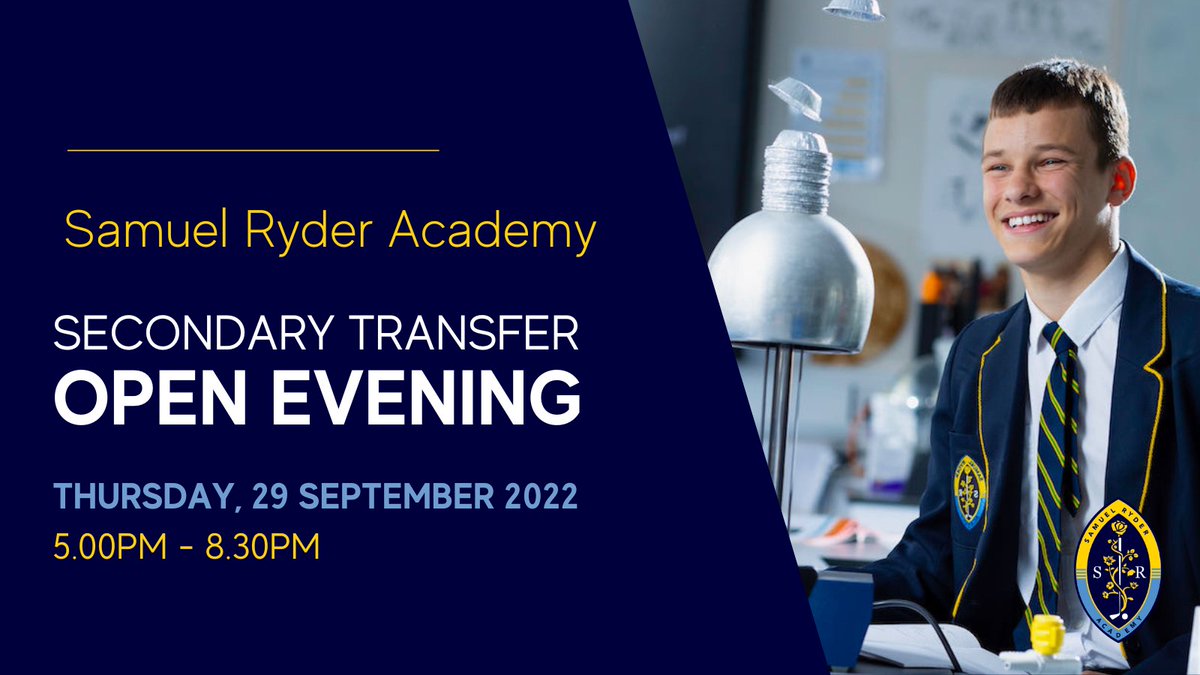 Excitement is building for this week's Open Evening. Talk to students, teachers and support staff and find out what makes Samuel Ryder Academy exceptional.

To register for tickets, visit our website samuelryderacademy.co.uk/2169/secondary…