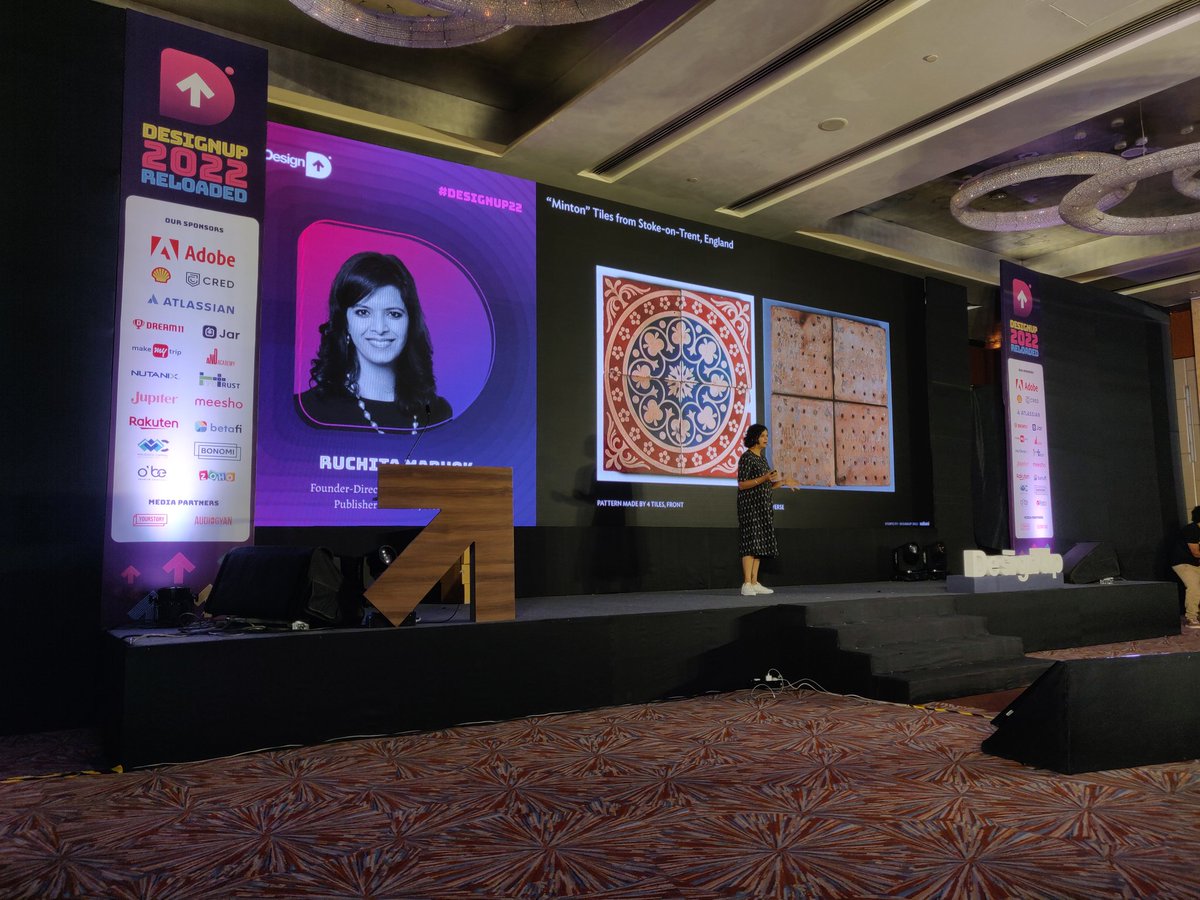 rasagy's tweet image. I also loved seeing the rich visual collection of Milton tiles &amp;amp; see history of how these designs spread across the world.

Ruchika Modhok inspired everyone through her digital recreations of these tiles, &amp;amp; urged them to seek more such stories by being curious.

#DesignUp22 25/n