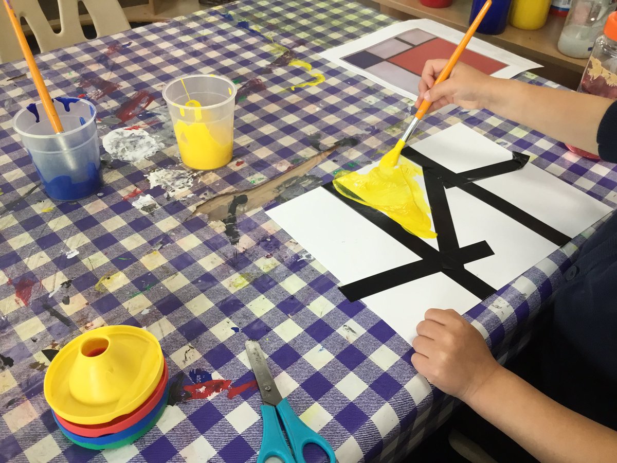 As it’s Elmer the Elephant week in preschool the children have engaged in creating some amazing Piet Mondrian inspired art. The artwork is incredible, so effective!