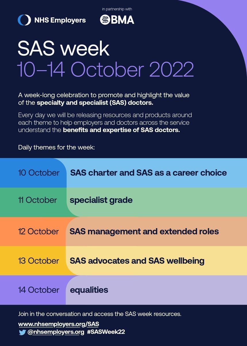 Really looking forward to the @NHSEmployers @TheBMA #SASweek2022!