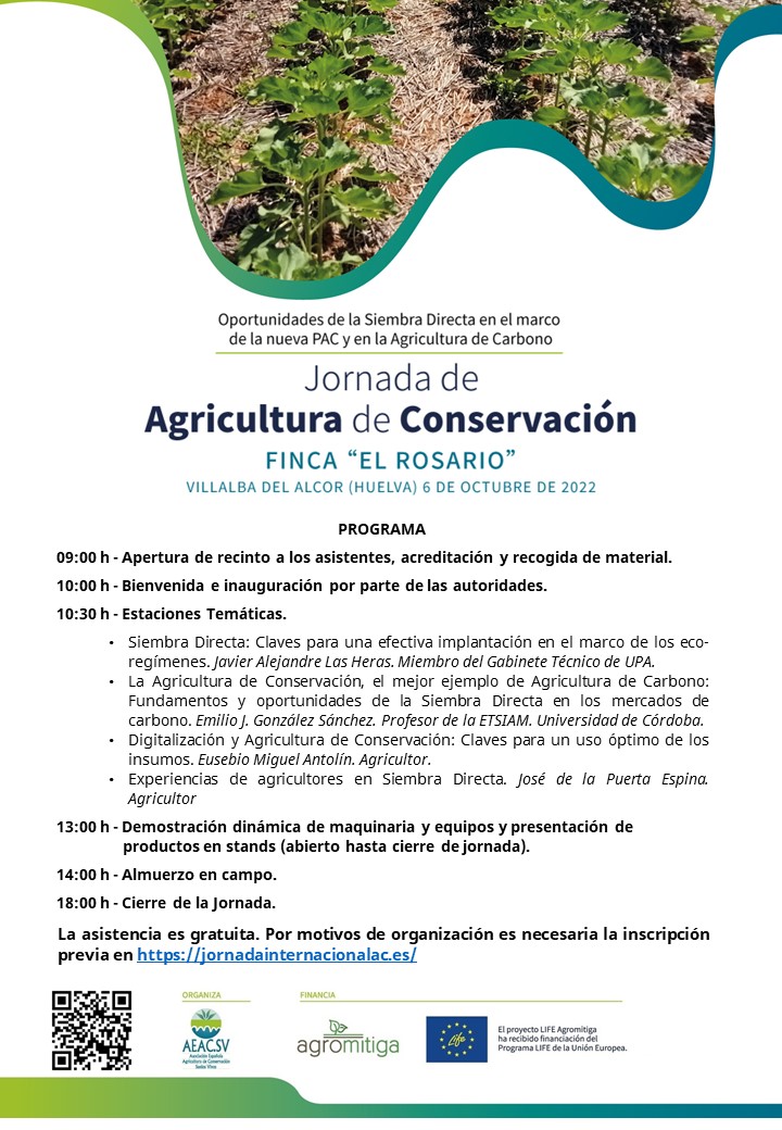 AEACSV's tweet photo. 🆕Disponible el programa de la jornada de #AgriculturadeConservación 👍
Asistencia gratuita previa inscripción en la web https://t.co/RbHHTcE5IH
  🔔Apúntate y no te lo pierdas 💯
#lifeagromitiga https://t.co/m3BEdT5LTQ