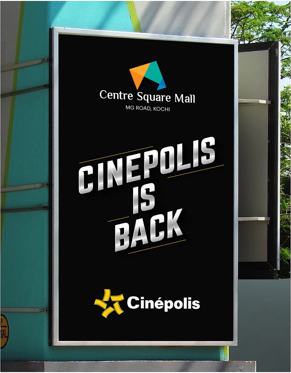 MediaMoonchild's tweet photo. Real movie experience is back, as Cinepolis is back at Centre Square Mall! We are delighted and proud to be part of this exciting moment of bringing back the best cinematic experience!

#Cinepolis #CentreSquareKochi #MoonchildMedia #MetroPillar #Ads #Designs #Hoarding #OOH #Kochi https://t.co/qks16ideXy