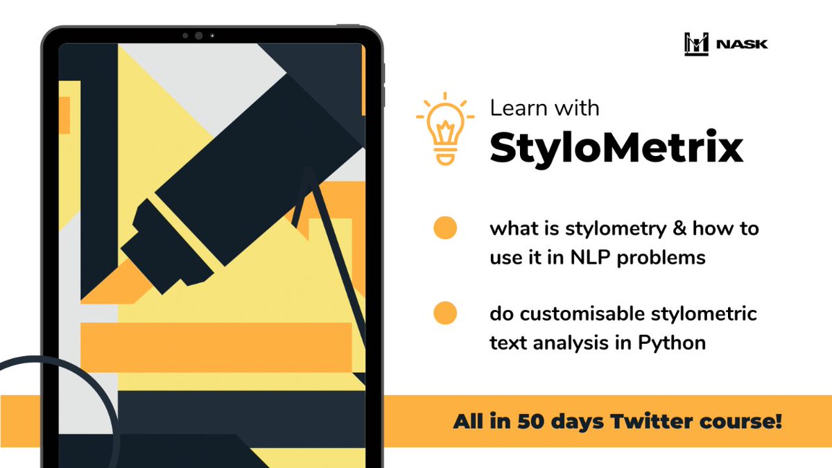 stylo_metrix's tweet photo. Want to learn new #Python package for #NLP?

🔥 And - learn what is #stylometry?

Every day at 12 GMT we'll teach you:

➡️ what is &amp; how to use StyloMetrix
➡️ stylometric tools
➡️ how to build a portfolio project with it

Follow us &amp; let's learn together for the next 50 days! https://t.co/utIv1v8xng