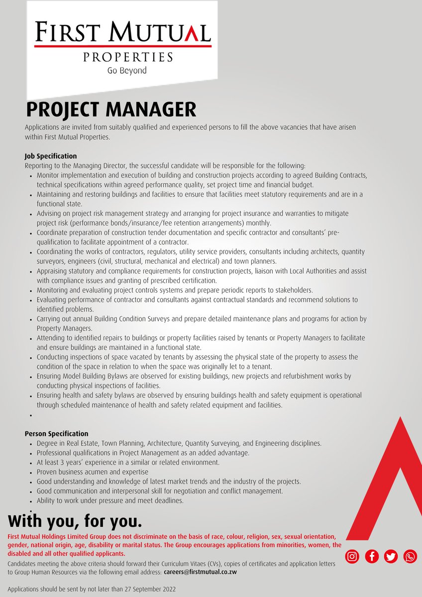 VACANCY ALERT 

#WithYouForYou