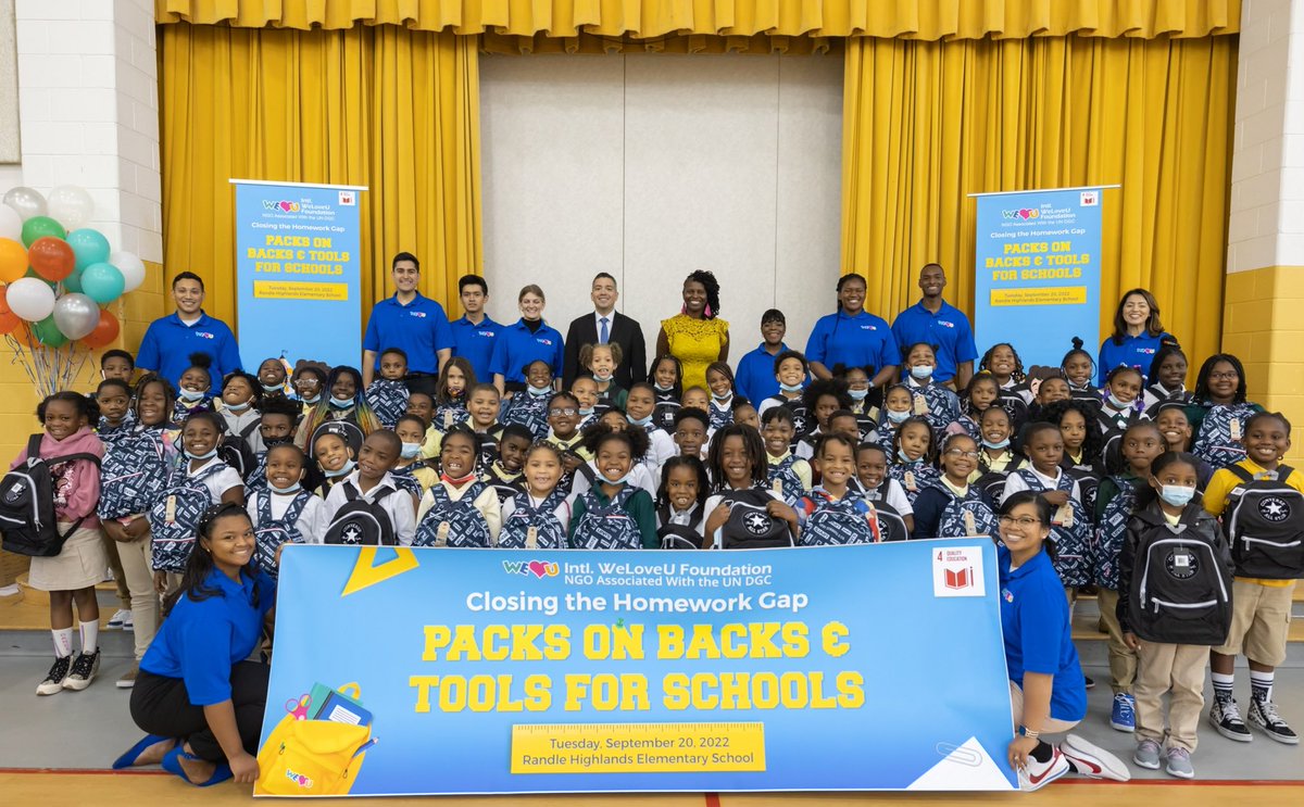 <a href="/weloveuusa/">Intl. WeLoveU Foundation | United States</a> stopped by to kickoff another great week at Randle. The packs on backs was a success and our scholars truly appreciated the gift. Our scholars are ready for instruction with materials in hand thanks to this donation.<a href="/Ward7EdCouncil/">Ward 7 Education</a> <a href="/dcpublicschools/">DC Public Schools</a>