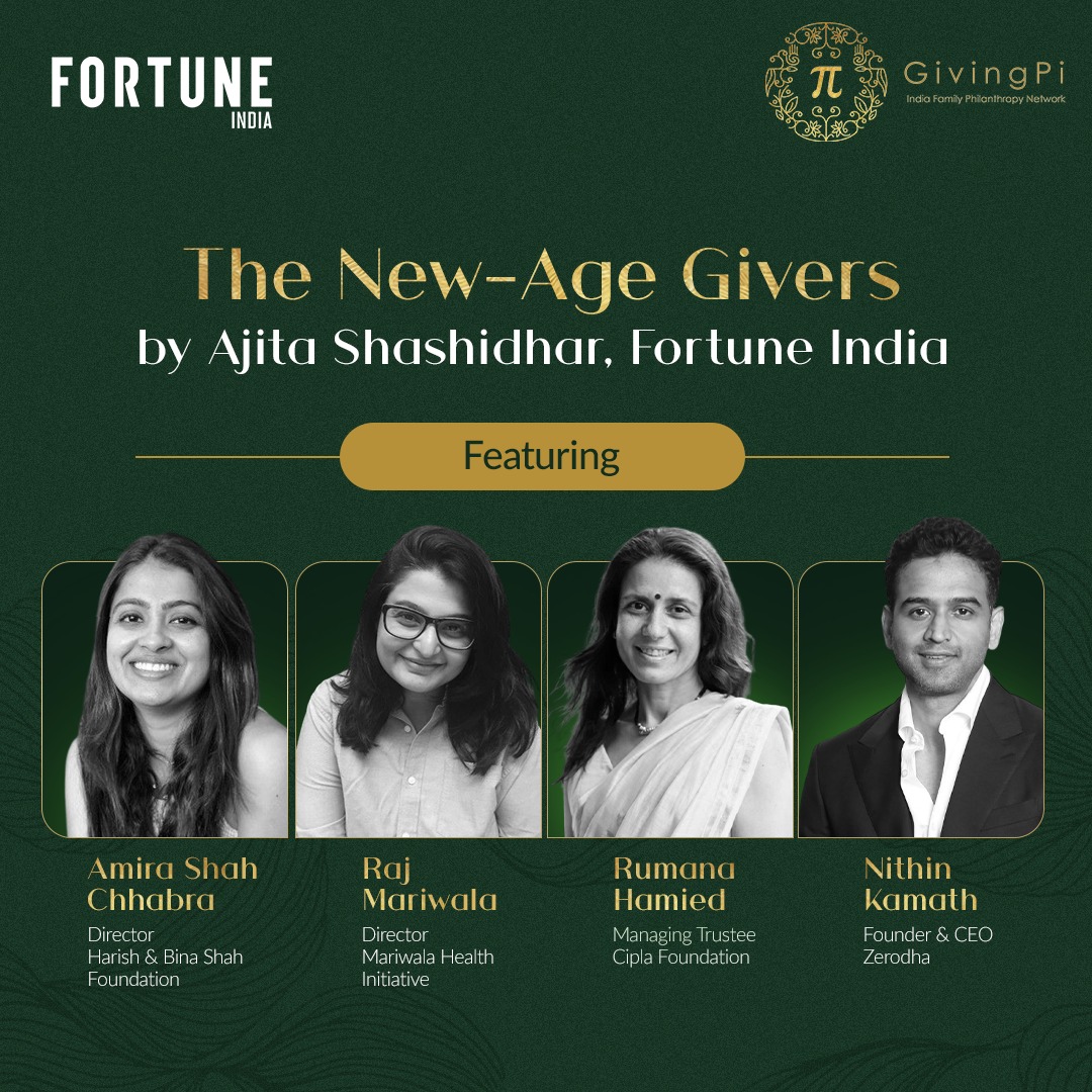 Thank you <a href="/AjitaShashidhar/">Ajita Shashidhar</a> <a href="/FortuneIndia/">Fortune India</a> for highlighting shifts in giving by New Age Givers. Great to see voices from GivingPi, <a href="/Amira1307/">Amira Shah Chhabra</a>, HBS Foundation, Raj Mariwala, <a href="/mariwalahealth/">Mariwala Health Initiative</a>, <a href="/RumanaHamied/">Rumana Hamied</a>, <a href="/CiplaFoundation/">Cipla Foundation</a> &amp; <a href="/Nithin0dha/">Nithin Kamath</a>, <a href="/zerodhaonline/">Zerodha</a> here.

fortuneindia.com/long-reads/the…