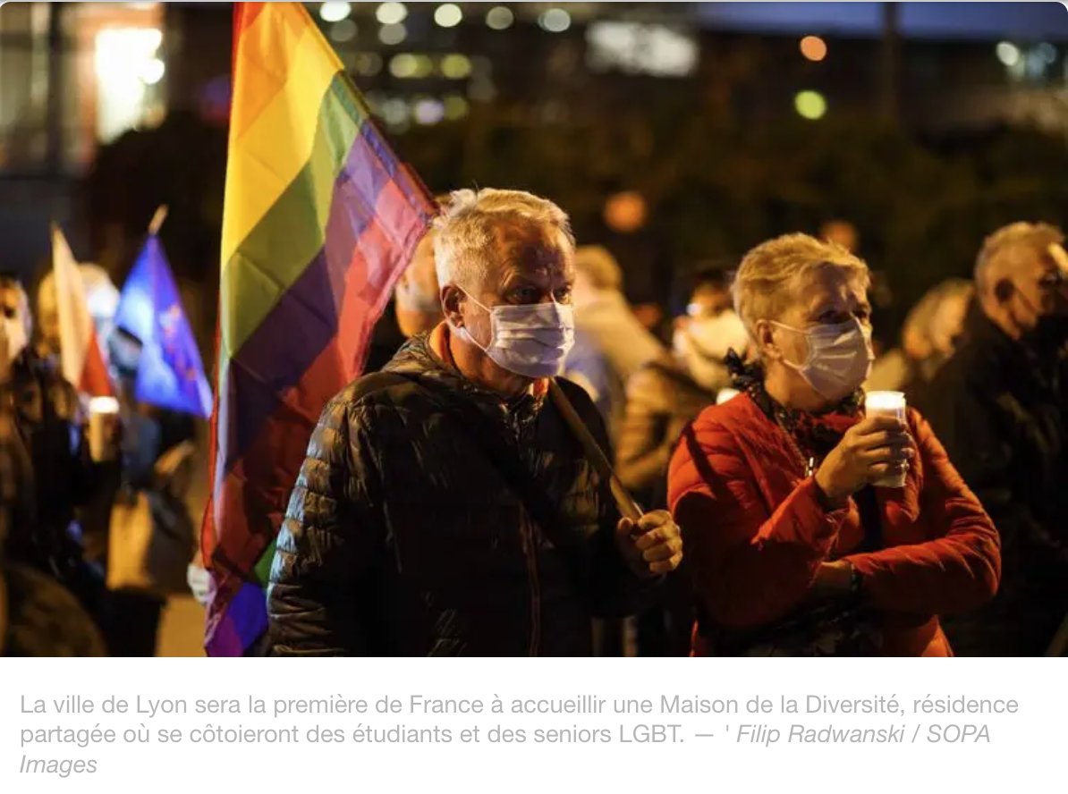 «65% des seniors LGBT vivent seuls contre 15% des seniors hétérosexuels» Nous saluons la décision d’ouvrir la 1ère Maison Seniors LGBT+ de 🇫🇷 à Lyon. Étudiants & seniors se côtoieront dans cette Maison partagée de la Diversité, un bon moyen de rompre l’isolement de nos ainés.👨‍🦳