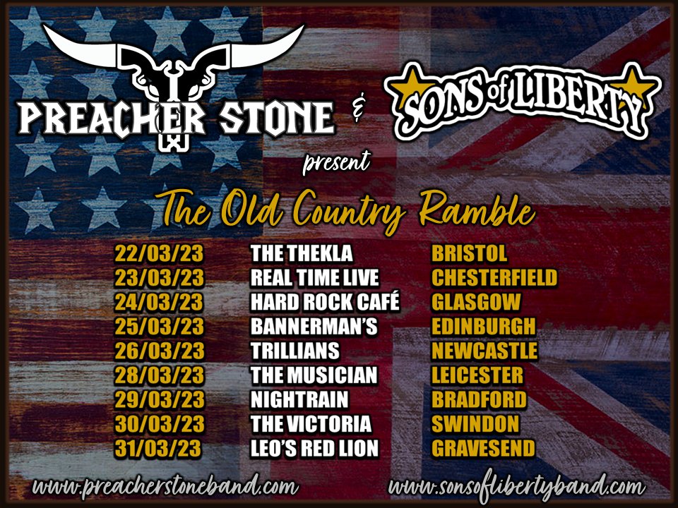 mnprmagazine's tweet photo. Sons of Liberty UK announce 2023 tour with Preacher Stone. Taking in 9 venues, the bands bring their brands of hooky, foot-stomping laden southern rock in an exciting night for all.
More details - https://t.co/M38qRdGIhz
#sonsofliberty #preacherstone #uktour #mnprmagazine https://t.co/DrIMwryEe1