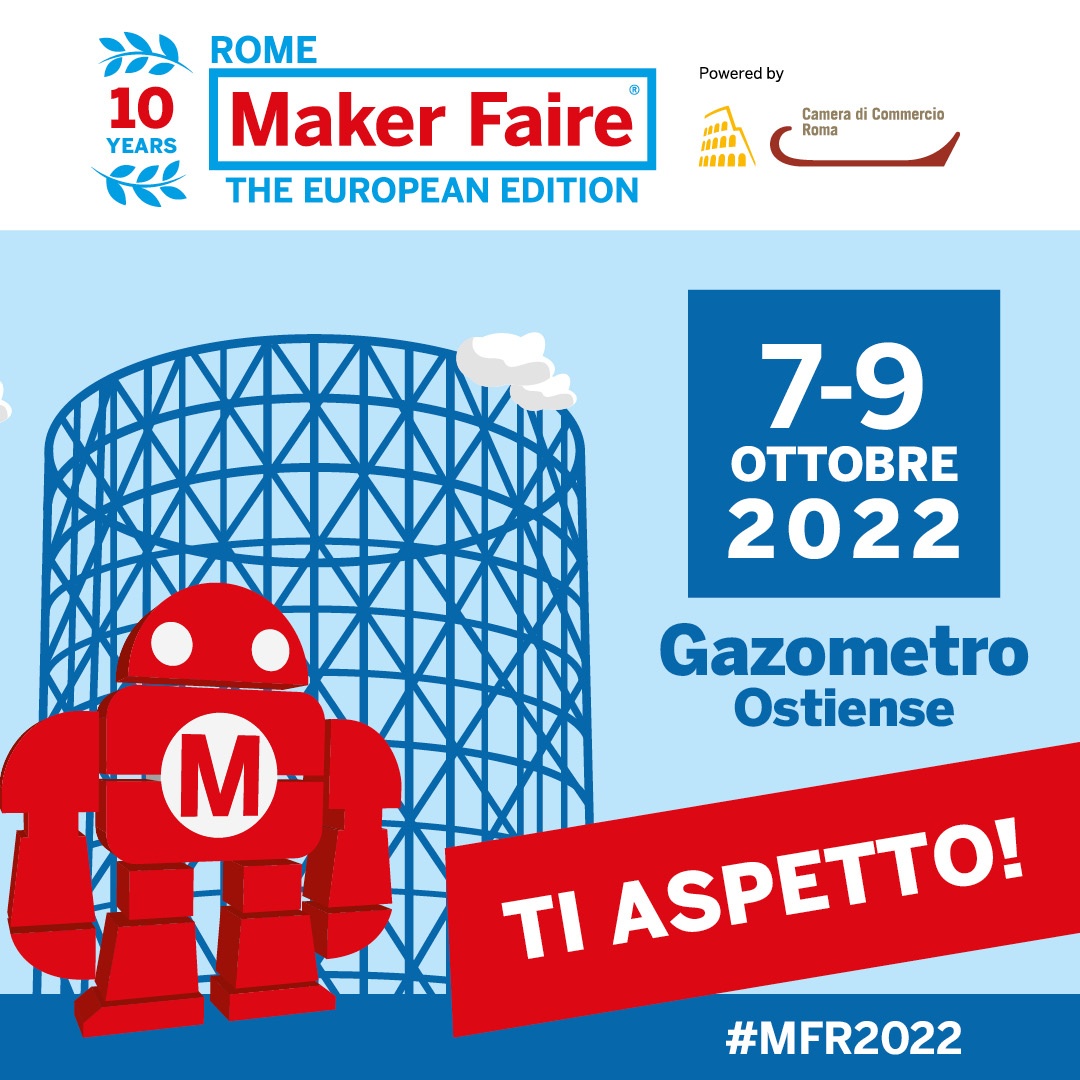 MakerFaireRome's tweet photo. Cos’è l’#innovazione, se non un modo per tenerci insieme? 
Scopri. Inventa. Crea. Con @camcomroma a Maker Faire Rome dal 7 al 9 ottobre 2022 https://t.co/tyrtxY66uz