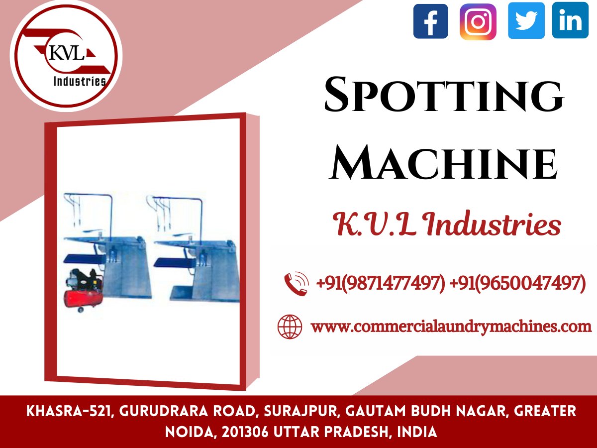 KVLIndustries1's tweet image. Our products are competitively priced and of high quality. K.V.L Industries offers spotting machines.

Contact details-: +91-9871477497, +91-9650047497
*
Website-: commercialaundrymachines.com
*
**
#tumblerdryer  #kvlindustries #threadsuckingmachine #spottingmachines #washingmachines