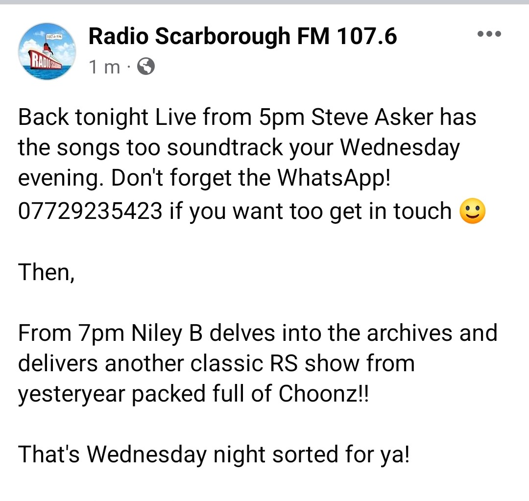 radioscarborofm's tweet photo. @itsmesteveasker  Live from 5 https://t.co/aJ6khyd34G