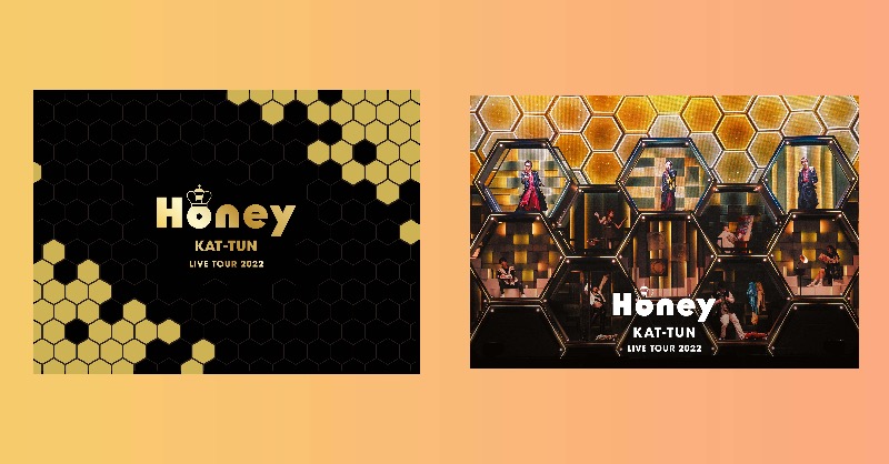 KATTUN_0322's tweet photo. 🐝 〜〜〜〜〜〜〜〜〜〜〜〜〜〜〜〜〜
　LIVE DVD&amp;Blu-ray
「KAT-TUN LIVE TOUR 2022 Honey」
〜〜〜〜〜〜〜〜〜〜〜〜〜〜〜〜〜〜🍯

✨ジャケット写真が本日公開✨

どちらもHoneyのコンセプトを踏襲した
パッケージとなっています👀

詳細は下記リンクから👇

#KATTUN
#Honey