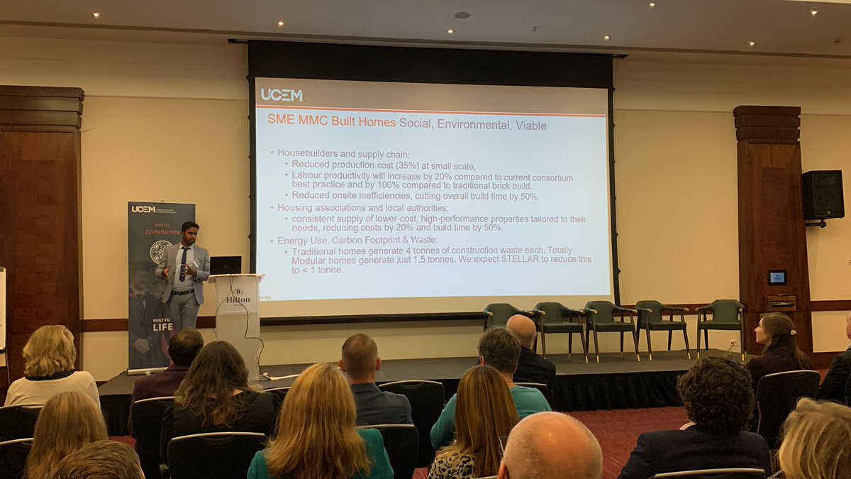 #ucemsustainabilitysymposium so interesting to hear about modern methods of construction to build sustainable cost-effective housing for the future, with lower energy use, lower carbon emissions. Why not join us and learn all about it @StudyUCEM