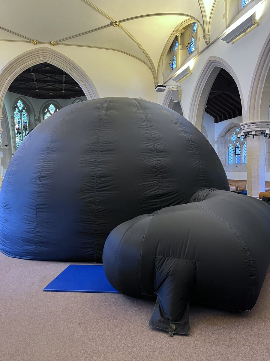 CombeDownPTA's tweet photo. The kids have been enjoying sessions with the #explorerdome. This amazing interactive learning opportunity for every year group of the school, was funded by the PTA and our dedicated community of families and carers who helped us to raise over £10k in the £22for22 campaign 😊 https://t.co/weGhl8UdjI