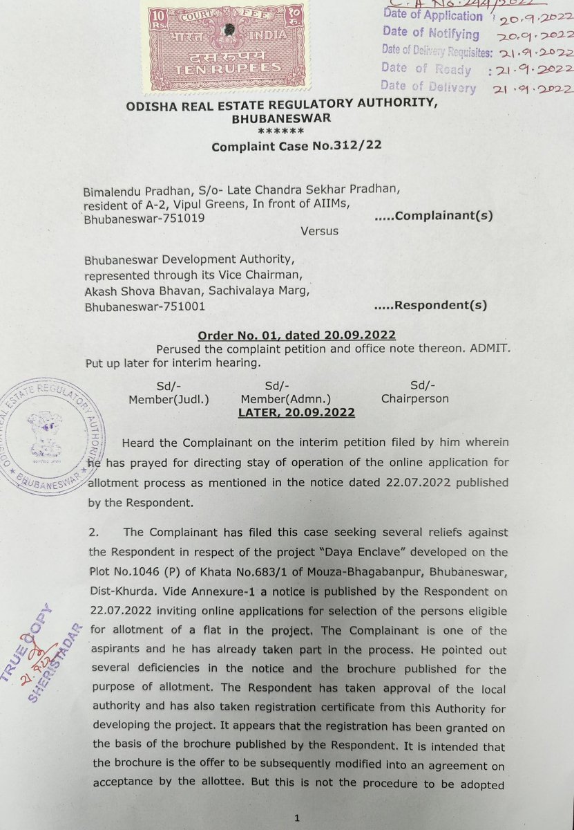bpradhanodisha's tweet photo. #DayaEnclave
Stay on @BDA_BBSR by @reraodisha
I fail to understand the reluctance of a Government entity refusing to adopt RERA provisions.
BDA #planningmember & Secretary must answer.
@CMO_Odisha @MoSarkar5T @HUDDeptOdisha @bmcbbsr @SecyChief @CredaiOdisha @credaibbsr https://t.co/ylDqjir7g6