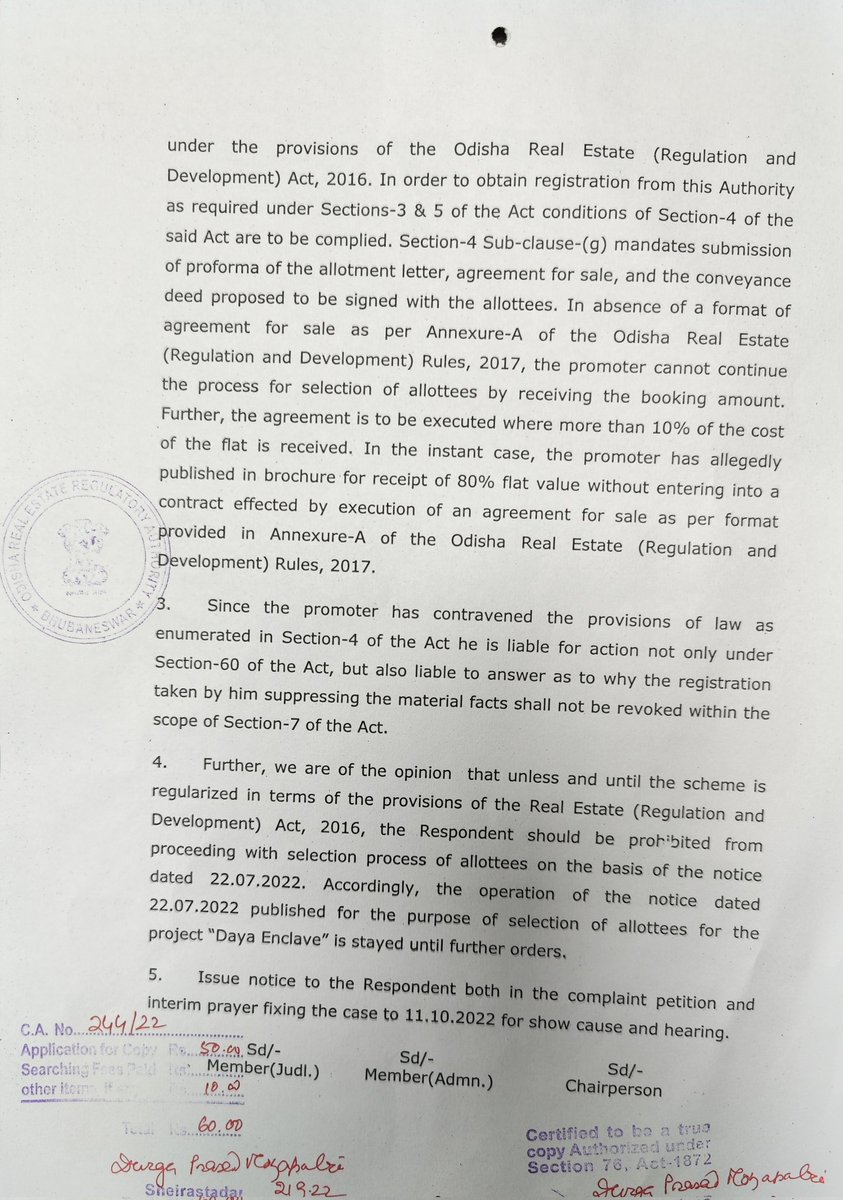 bpradhanodisha's tweet photo. #DayaEnclave
Stay on @BDA_BBSR by @reraodisha
I fail to understand the reluctance of a Government entity refusing to adopt RERA provisions.
BDA #planningmember & Secretary must answer.
@CMO_Odisha @MoSarkar5T @HUDDeptOdisha @bmcbbsr @SecyChief @CredaiOdisha @credaibbsr https://t.co/ylDqjir7g6