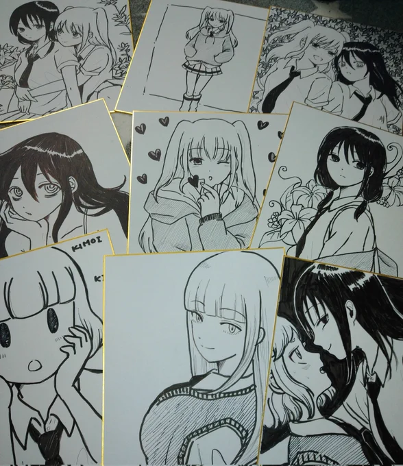 #わたモテ
色紙ブームに乗りました!
色を塗るか迷ってますw 