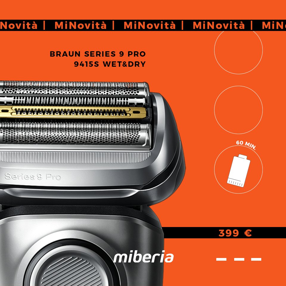 miberia_it's tweet photo. Oggi parliamo di #CuraDellaPersona per consigliarvi il rasoio elettrico #BraunSeries9Pro9415s 🔝. Perché?⤵️

✔️Tecnologia sonica
✔️Testina Prohead
✔️Rifinitore ProLift
✔️1 ora autonomia
✔️Wet&amp;Dry

🤩#BraunSeries 9 Pro 9415s 👉 https://t.co/39meTMvN9j
#Braun #OfferteBraun https://t.co/8o885SXpzk