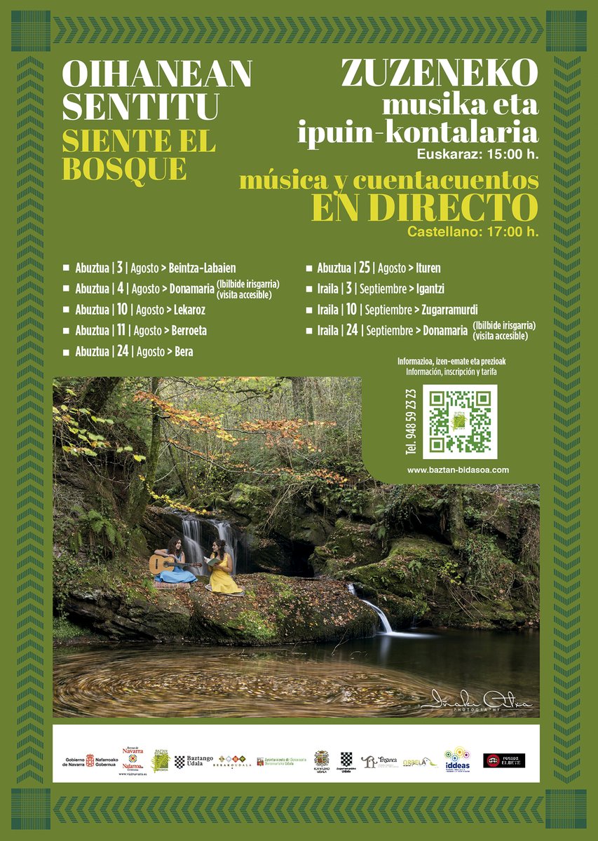 trnavarra's tweet photo. 🌿Paseo accesible por el bosque con cuentacuentos y música en directo 🌿 Ibilaldi irisgarria basoan zehar, ipuin kontalariekin eta zuzeneko musikarekin.
👉24 de septiembre
📍Donamaria (Paseo accesible)
«Siente el bosque», respira naturaleza
🔍 https://t.co/txtftm28Tm https://t.co/Nn4yfcVOSp