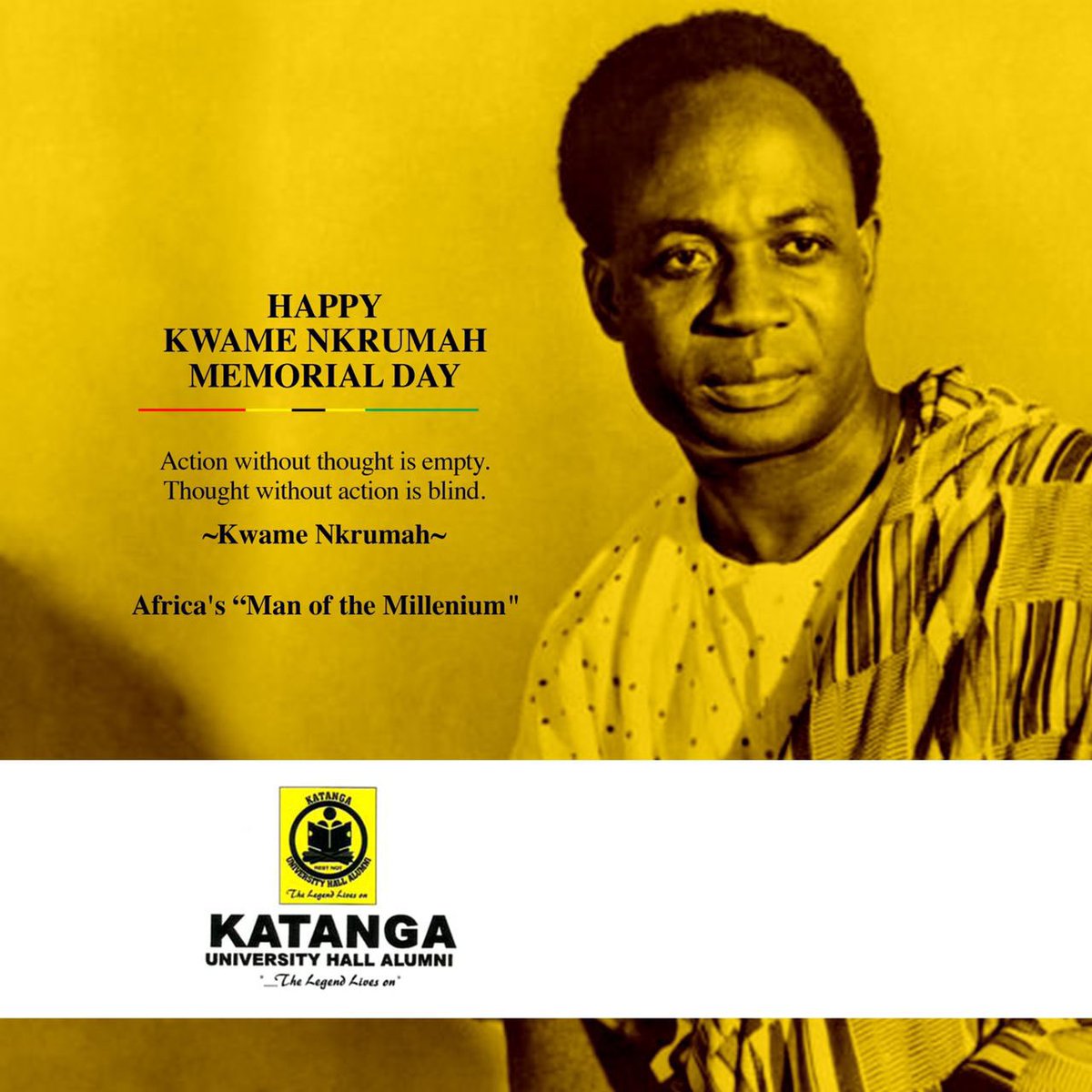 katangees's tweet photo. On this Special day in history, the man who gave us freedom was born. His dedication brought us this far. Happy Kwame Nkrumah Memorial Day๐๐ค. #Fellows #Katanga https://t.co/PtIWgwJIsk