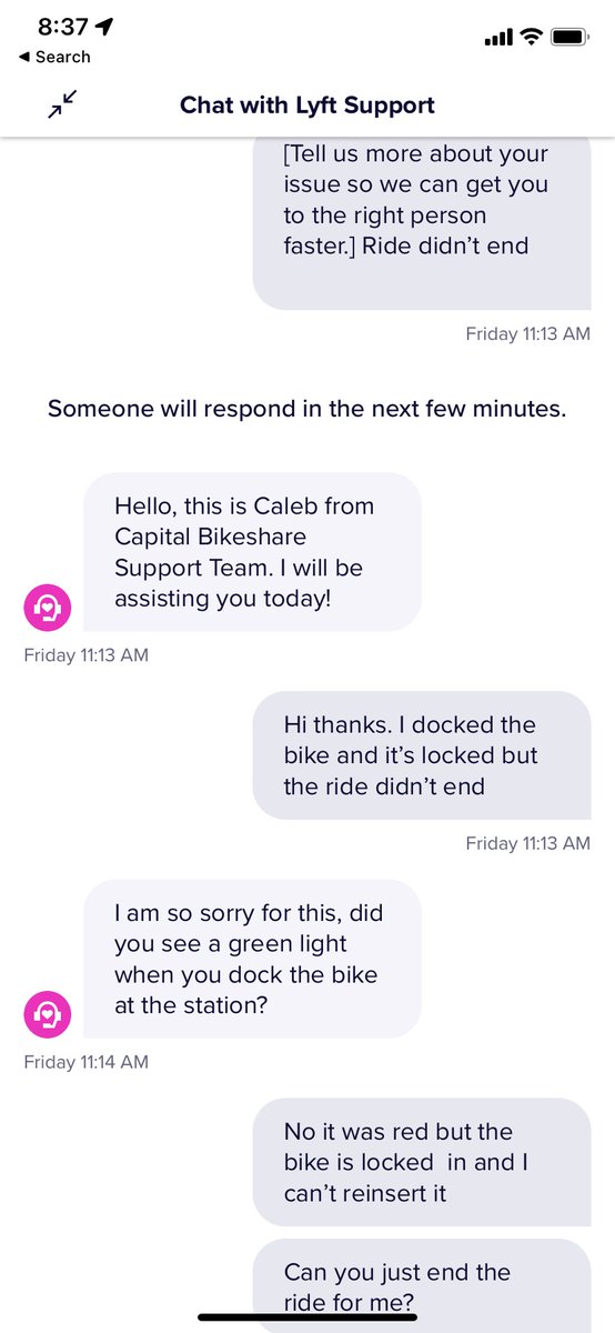 lizzzhadley's tweet photo. @AskLyft are you kidding me? I used a bike in DC and had issues docking it. I wrote in to support as soon as it happened, noting the issue. Now you’re charging me $1200 to replace it?! INSANE. https://t.co/CnY2A7bPNF