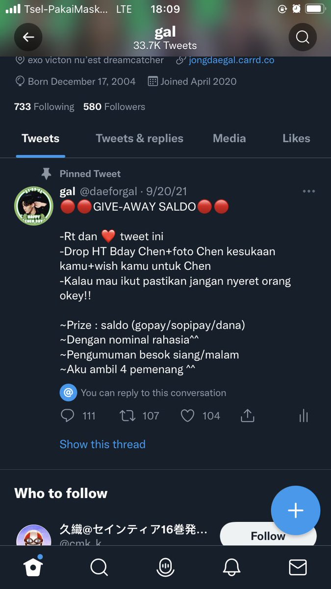 daeforgal's tweet photo. Hai! Gal disini :D eumm so aku tepat satuu tahun yang lalu ngadain giveaway di ultah jongdae! Nah terus aku kek ngundur ngumumin pemenang sampai-sampai akun aku ke log out dan gabisa login :(. Terus sekita bulan Juli aku iseng coba log in dah bisa ternyata ya! Dan aku itu (cont-) https://t.co/mvQj28bsxf