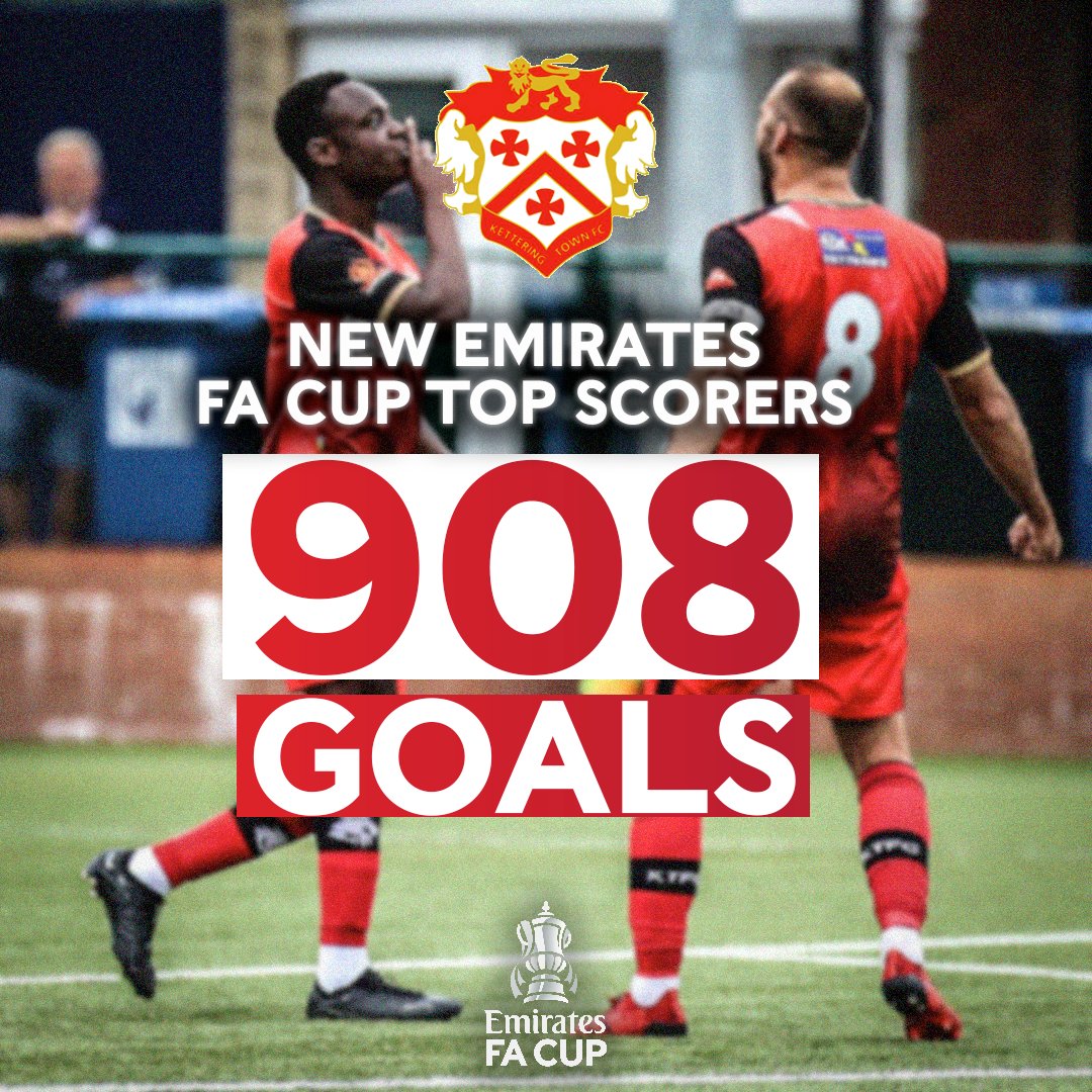 EmiratesFACup's tweet photo. After overtaking @SpursOfficial at the weekend, @KTFCOfficial are now the all-time leading scorers in #EmiratesFACup history 🙌 https://t.co/fTuXegcDgb