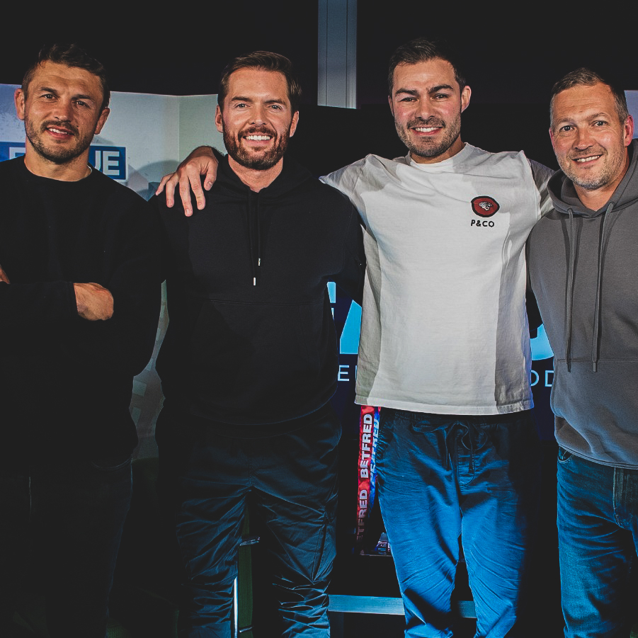 SuperLeague's tweet photo. Eight-time #SuperLeague #GrandFinal winner @DannyMcguire6 joins Will, Mark &amp; Jon on series finale of @OutOfYourRL 💪

Available on Apple Podcasts, Spotify, Amazon &amp; YouTube from 8pm 🎙️

#SuperLeague https://t.co/QoltMC0W0B
