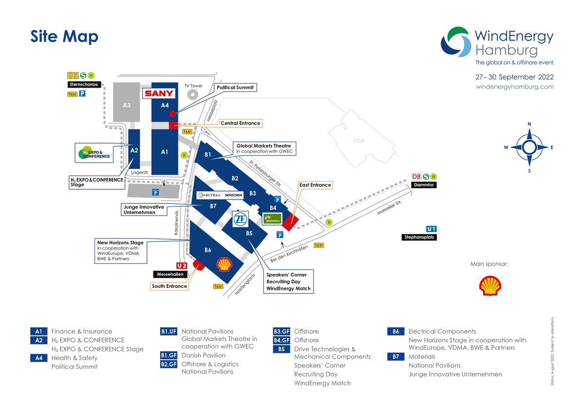 WindEnergy Hamburg starts next week. We look forward to welcoming you to Hamburg soon! There is so much to discover at @WindEnergy. Use our area plan to find your way around the exhibition halls: windenergyhamburg.com/en/programme-e… #windenergy #climatefirst #theidealconnection