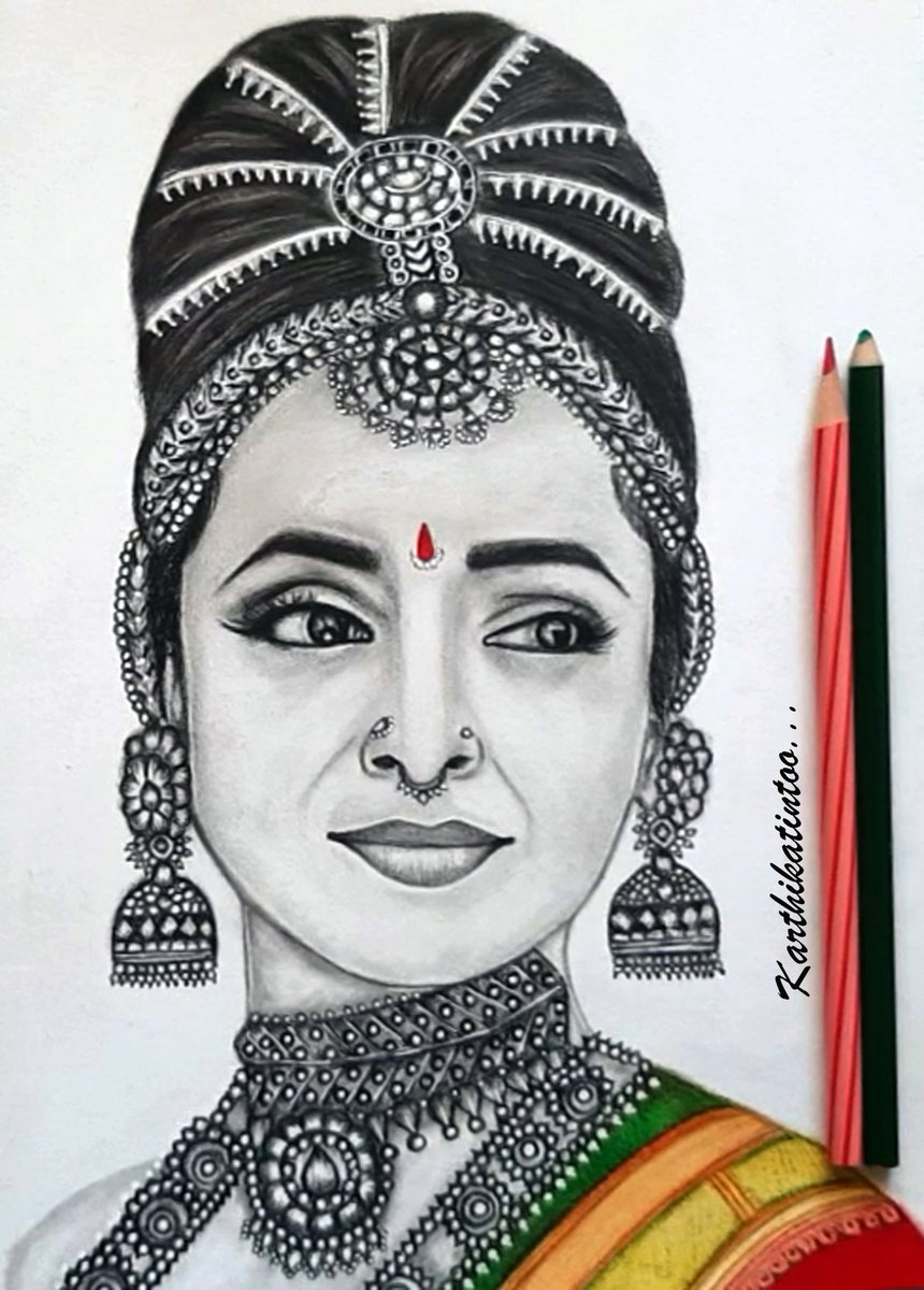 YaKarthika's tweet photo. Pencil portrait ✨ 😍 
#PonniyinSelvan1 #TrishaKrishnan #madrastakies #PS1AudioLaunch @ActressTrisha @trishtrashers https://t.co/rfKQhngBbo