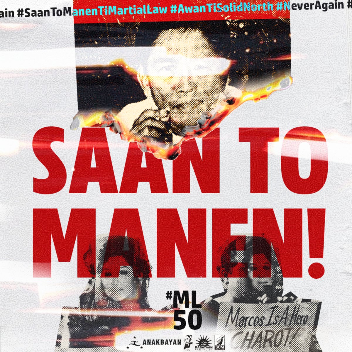 AnakbayanNV's tweet photo. HINDING HINDI MAKAKALIMOT ANG KABATAAN!
NEVER AGAIN TO MARTIAL LAW!

#SaanToManen #AwanTiSolidNorth https://t.co/ZhDApb5J3e