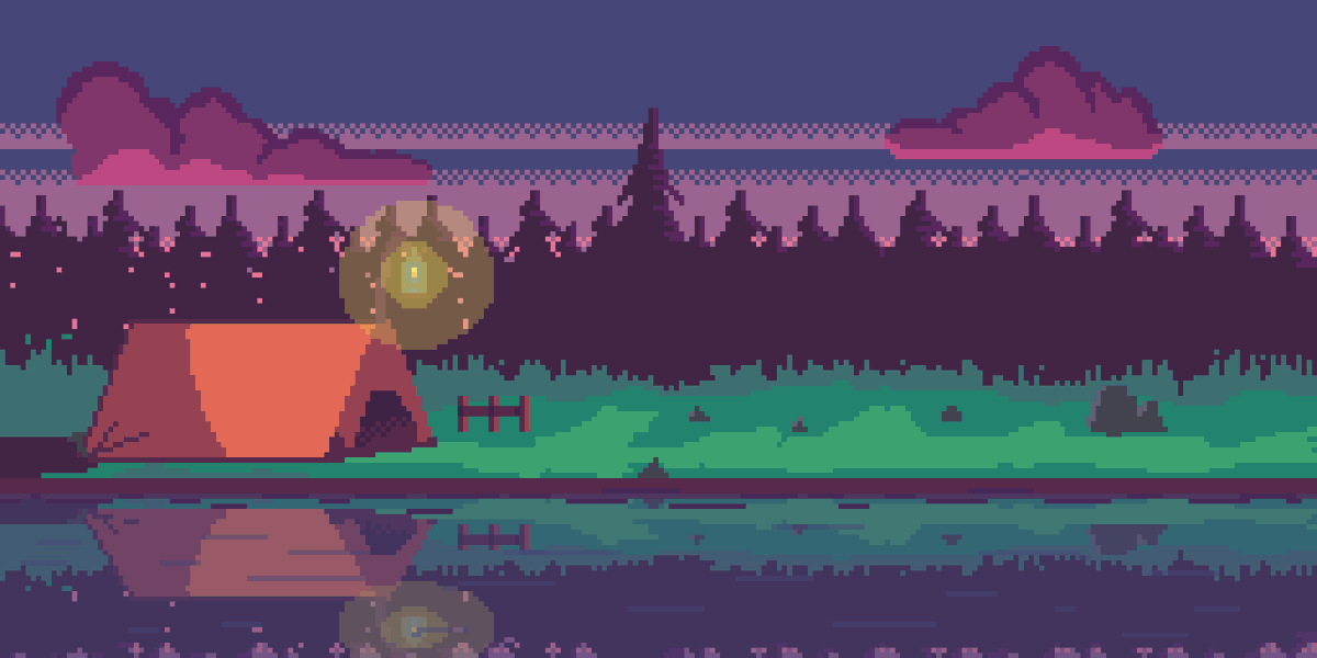 Hi, uploading my pixel arts from now on because I want it :3 

Starting with a camping spot.
#pixelartist #pixelartwork